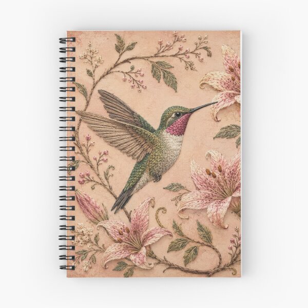 Item preview, Vintage Hummingbird Botanical Art, Faux Embroidery designed and sold by HavuNordicShop.