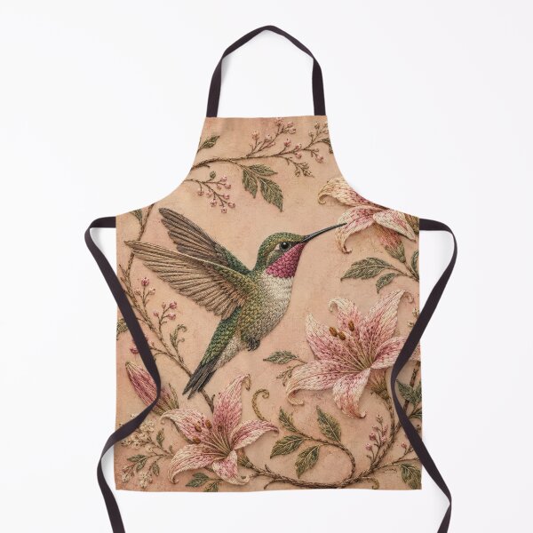 Item preview, Vintage Hummingbird Botanical Art, Faux Embroidery designed and sold by HavuNordicShop.