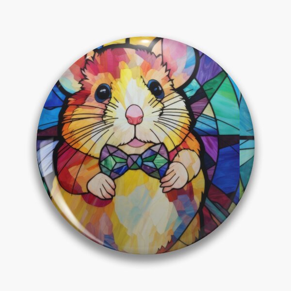 Item preview, Cute Hamster Stained Glass Portrait with Colorful Bow Tie designed and sold by pinkal.