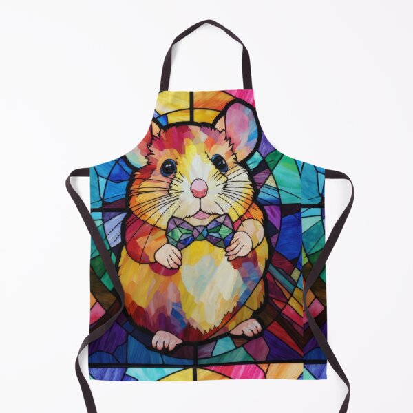 Item preview, Cute Hamster Stained Glass Portrait with Colorful Bow Tie designed and sold by pinkal.