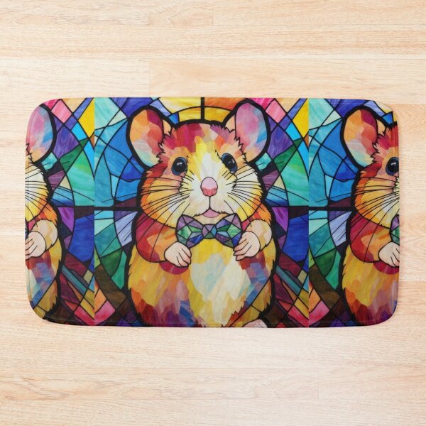 Item preview, Cute Hamster Stained Glass Portrait with Colorful Bow Tie designed and sold by pinkal.