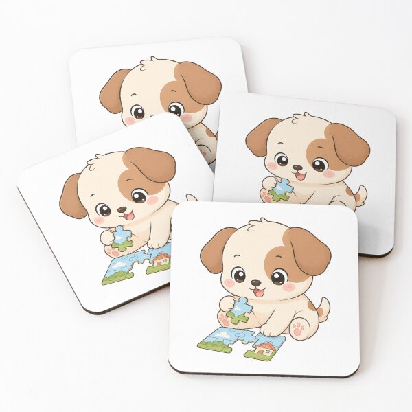 Item preview, Cute Puppy Solving Jigsaw Puzzle Cartoon Dog Design designed and sold by Seculinator.