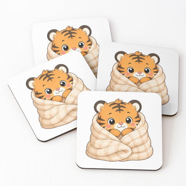 Item preview, Cute Cozy Tiger Wrapped in Warm Blanket Cartoon designed and sold by Seculinator.