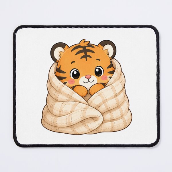 Item preview, Cute Cozy Tiger Wrapped in Warm Blanket Cartoon designed and sold by Seculinator.