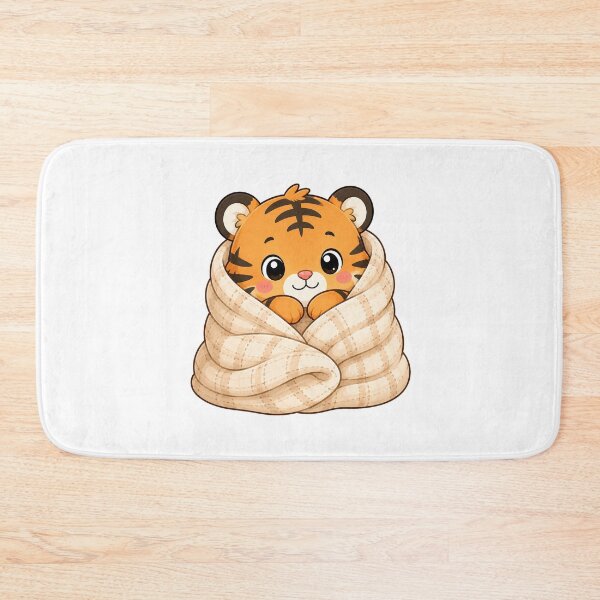 Item preview, Cute Cozy Tiger Wrapped in Warm Blanket Cartoon designed and sold by Seculinator.