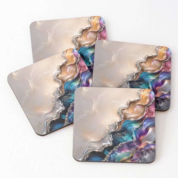 Item preview, Iridescent Geode and Metallic Liquid Marble Abstract designed and sold by Aureva Arts Shop.