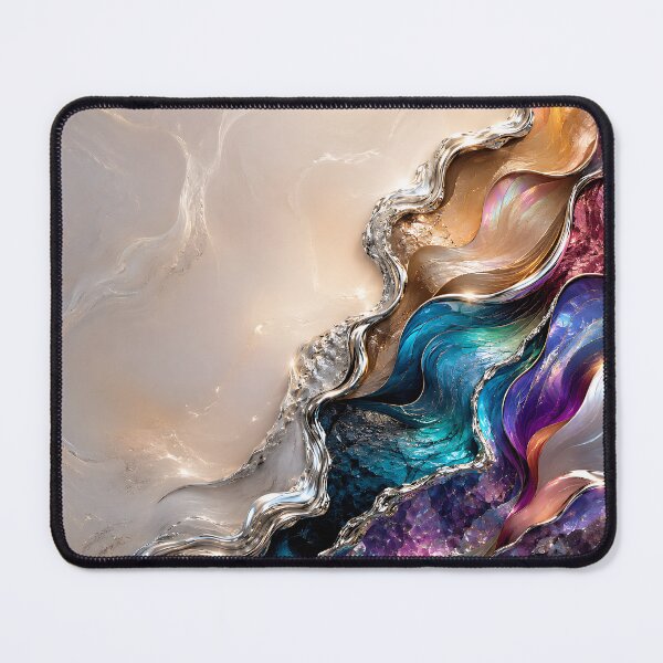Item preview, Iridescent Geode and Metallic Liquid Marble Abstract designed and sold by Aureva Arts Shop.