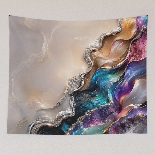 Item preview, Iridescent Geode and Metallic Liquid Marble Abstract designed and sold by Aureva Arts Shop.