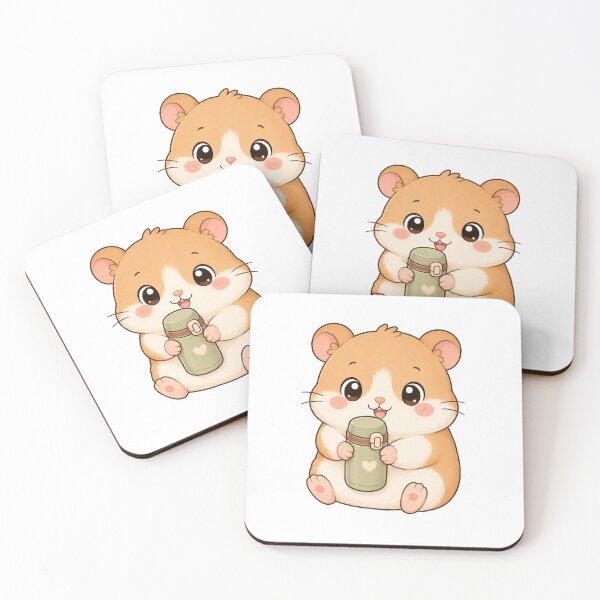 Item preview, Cute Hamster Holding Cozy Thermos Cartoon Animal Design designed and sold by Seculinator.