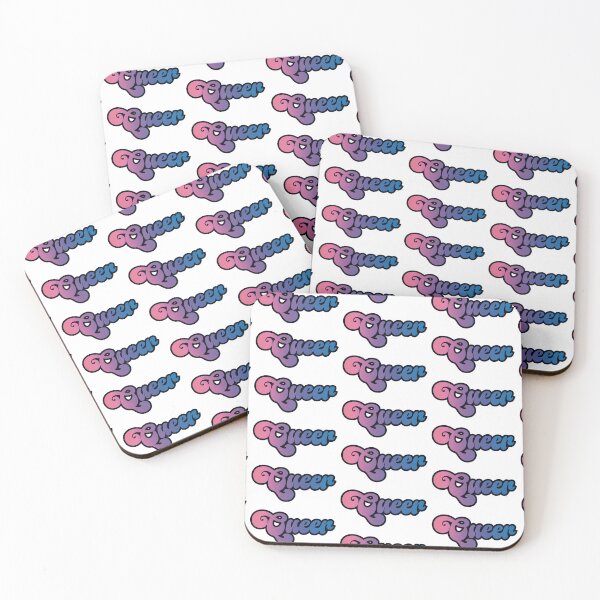 Item preview, Bi pride colors - "Queer" script design designed and sold by art by hannah lang.