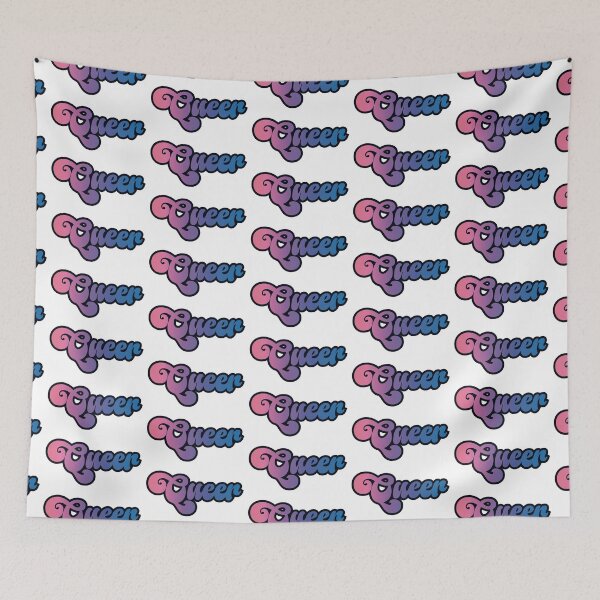 Item preview, Bi pride colors - "Queer" script design designed and sold by art by hannah lang.