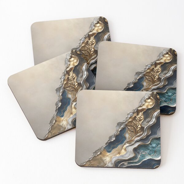Item preview, Abstract Navy and Gold Geode with Metallic Leaves designed and sold by Aureva Arts Shop.