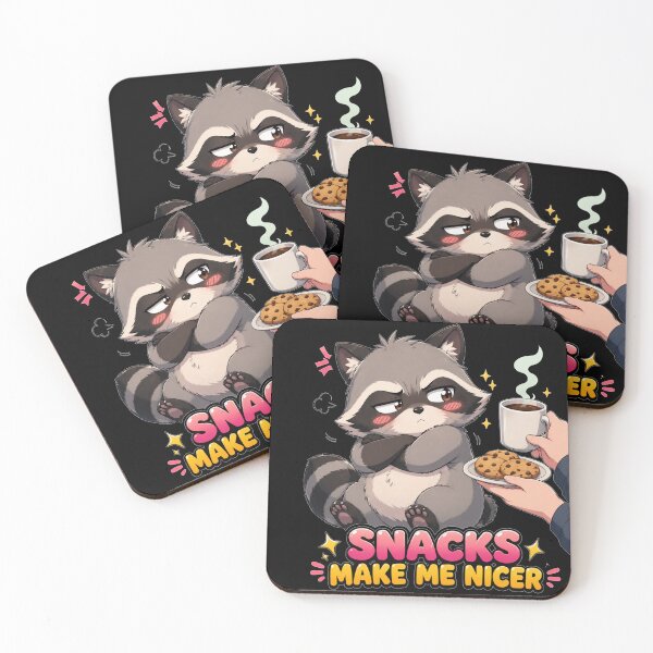 Item preview, Snacks Make Me Nicer Funny Grumpy Tsundere Raccoon Coffee Gift designed and sold by Nightarel.