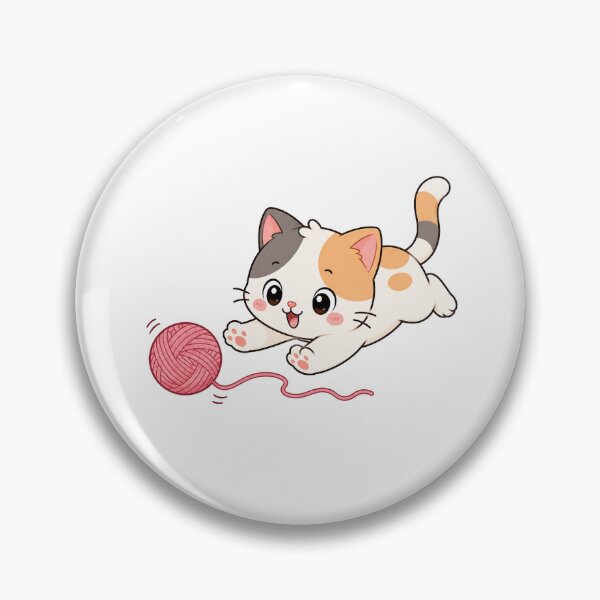 Item preview, Cute Playful Kitten Chasing Yarn Ball Cartoon Design designed and sold by Seculinator.