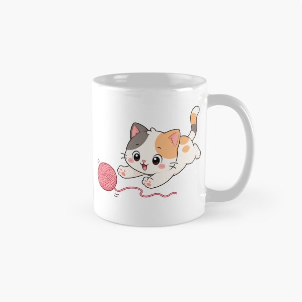 Item preview, Cute Playful Kitten Chasing Yarn Ball Cartoon Design designed and sold by Seculinator.