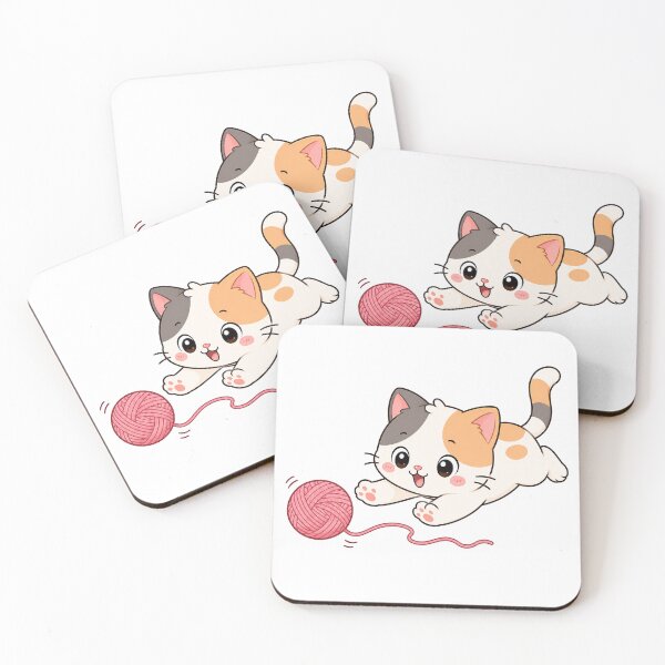Item preview, Cute Playful Kitten Chasing Yarn Ball Cartoon Design designed and sold by Seculinator.