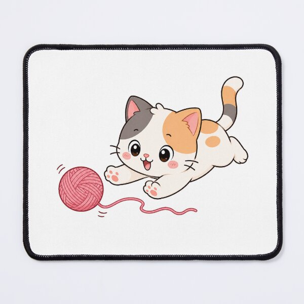 Item preview, Cute Playful Kitten Chasing Yarn Ball Cartoon Design designed and sold by Seculinator.