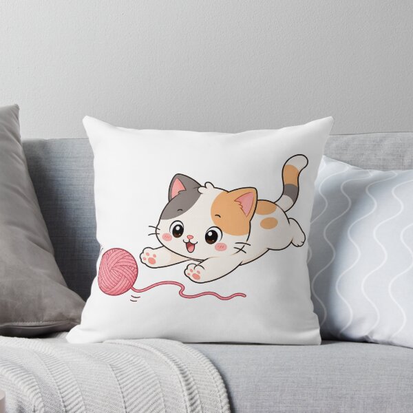 Item preview, Cute Playful Kitten Chasing Yarn Ball Cartoon Design designed and sold by Seculinator.