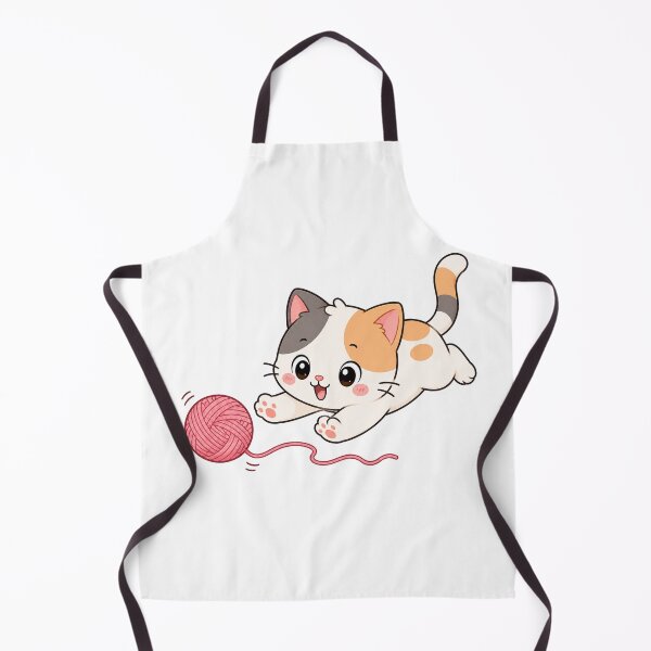 Aperçu de l'œuvre Cute Playful Kitten Chasing Yarn Ball Cartoon Design créée et vendue par Seculinator.