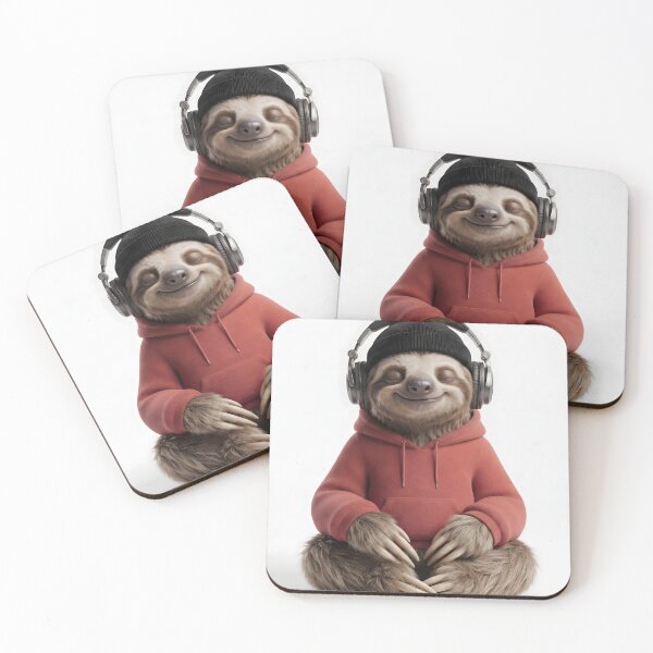 Item preview, A deeply relaxed sloth wearing headphones designed and sold by SparTiere.