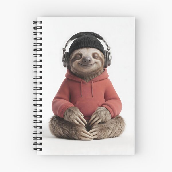 Item preview, A deeply relaxed sloth wearing headphones designed and sold by SparTiere.
