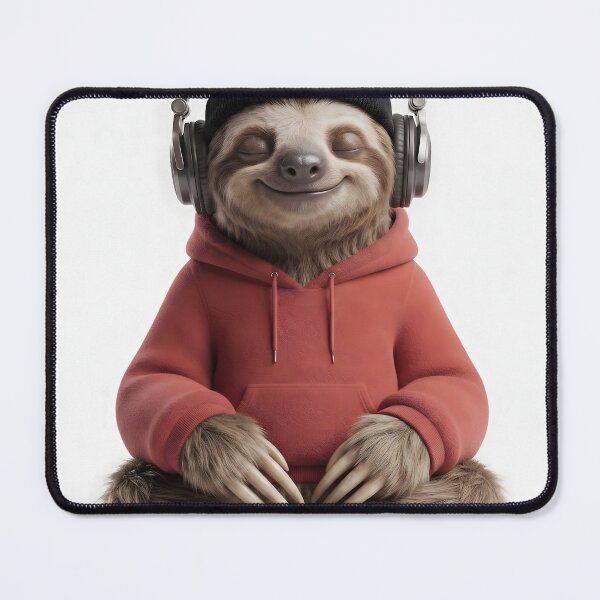 Item preview, A deeply relaxed sloth wearing headphones designed and sold by SparTiere.