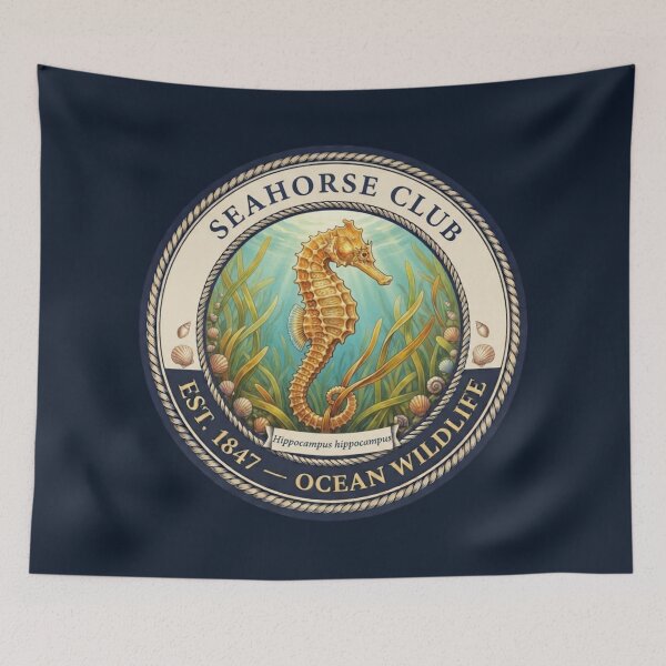 Item preview, Seahorse Club Vintage Badge designed and sold by CalmCapy Co.