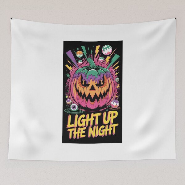 Item preview, Retro Neon Halloween Pumpkin Art Print designed and sold by TrendVoltStudio.