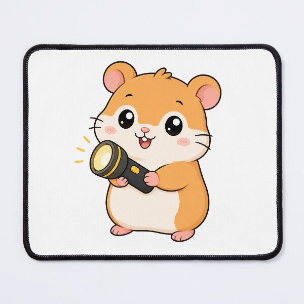 Item preview, Cute Hamster Holding Flashlight Cartoon Animal Design designed and sold by Seculinator.