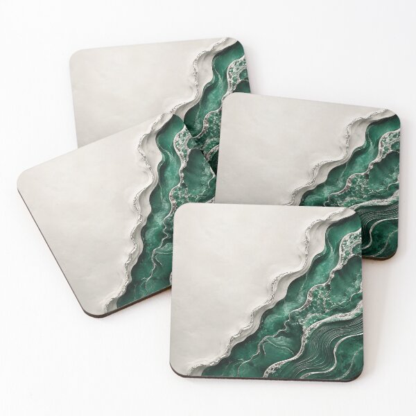 Item preview, Luxury Emerald Malachite and Liquid Silver Abstract Art designed and sold by Aureva Arts Shop.