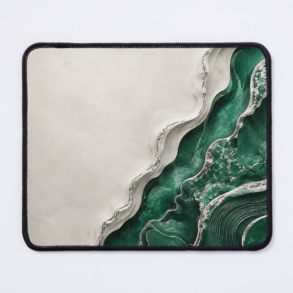 Item preview, Luxury Emerald Malachite and Liquid Silver Abstract Art designed and sold by Aureva Arts Shop.