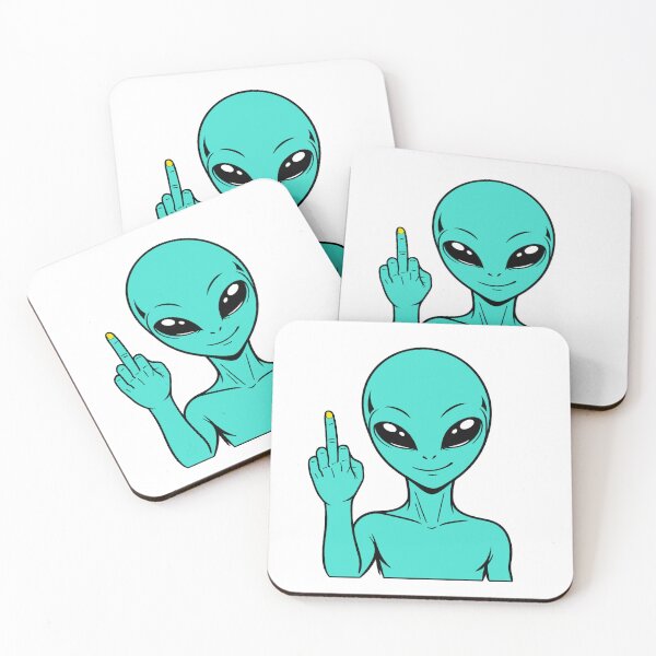 Aperçu de l'œuvre ZORGO Alien Doigt d'honneur – Autocollant humoristique sur l'attitude d'un extraterrestre de l'espace créée et vendue par The-Visitors.