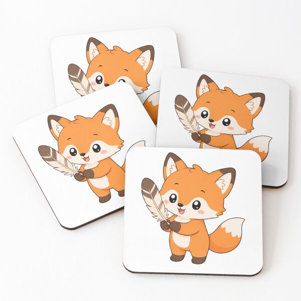 Item preview, Cute Fox Holding Feather Cartoon Woodland Animal Design designed and sold by Seculinator.
