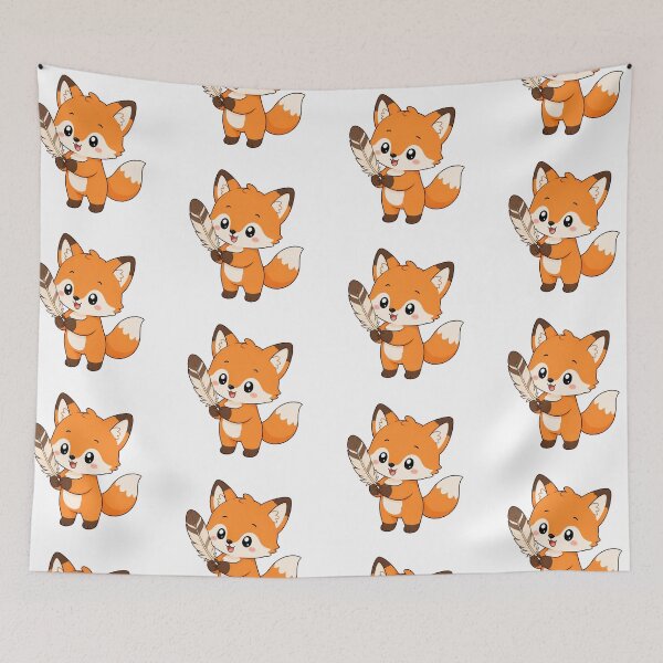Item preview, Cute Fox Holding Feather Cartoon Woodland Animal Design designed and sold by Seculinator.
