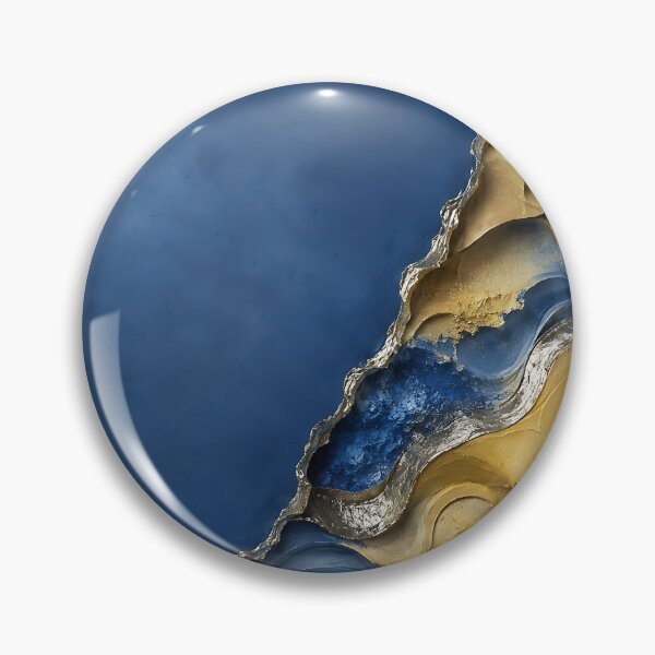 Item preview, Abstract Blue and Gold Textured Wave Painting designed and sold by Aureva Arts Shop.