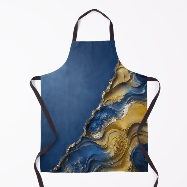 Item preview, Abstract Blue and Gold Textured Wave Painting designed and sold by Aureva Arts Shop.