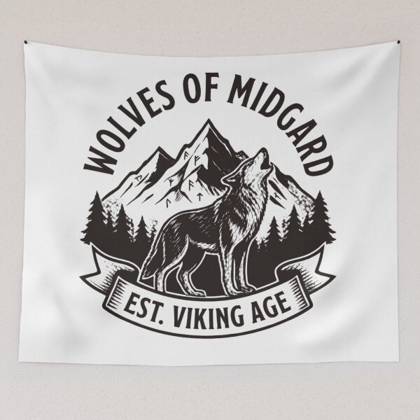 Item preview, Wolves Of Midgard Vintage Norse Mythology Howling Wolf designed and sold by Gabe1983.