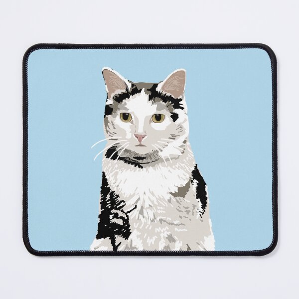 Item preview, White patchy cat portrait designed and sold by helengarvey.