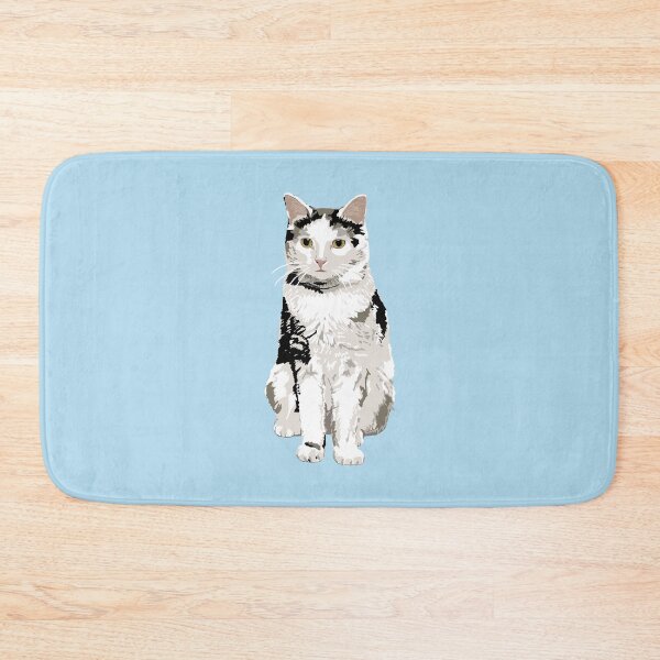 Item preview, White patchy cat portrait designed and sold by helengarvey.