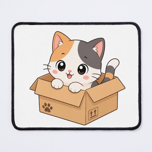 Item preview, Cute Kitten Sitting in Cardboard Box Cartoon Design designed and sold by Seculinator.