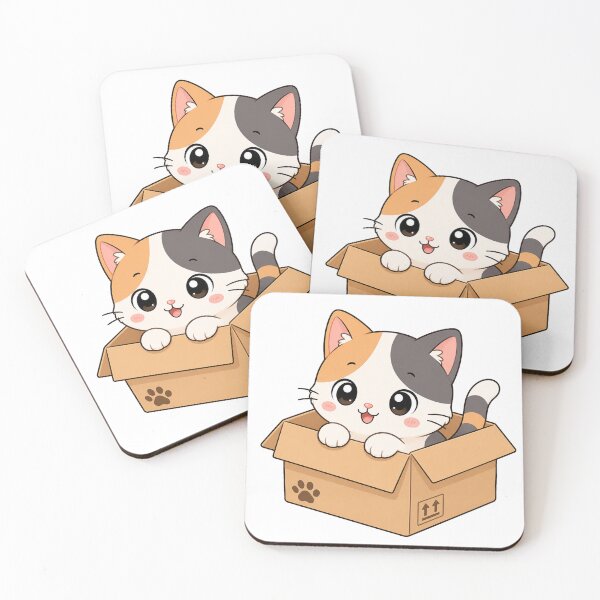 Item preview, Cute Kitten Sitting in Cardboard Box Cartoon Design designed and sold by Seculinator.