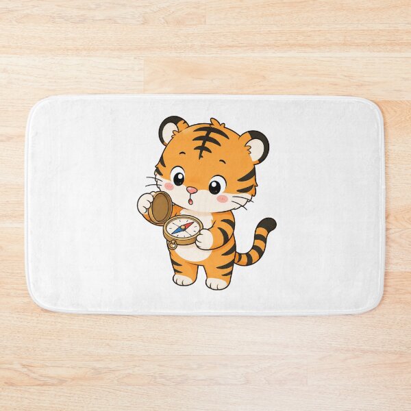 Item preview, Cute Tiger Holding Compass Cartoon Explorer Animal Design designed and sold by Seculinator.