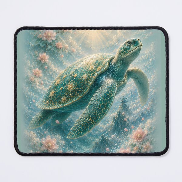Item preview, Sea Turtle with Sakura Blossoms | Coastal Marine Wildlife Art designed and sold by ManJiangHong.