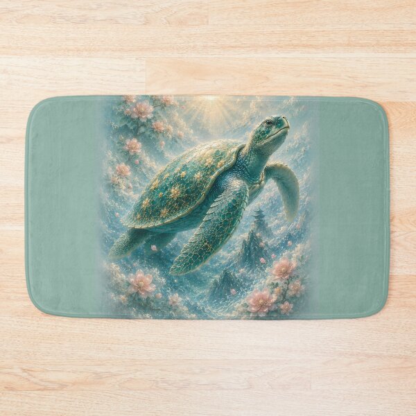 Item preview, Sea Turtle with Sakura Blossoms | Coastal Marine Wildlife Art designed and sold by ManJiangHong.