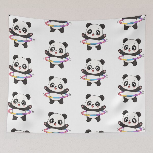 Item preview, Cute Panda Playing with Hula Hoop Cartoon Design designed and sold by Seculinator.