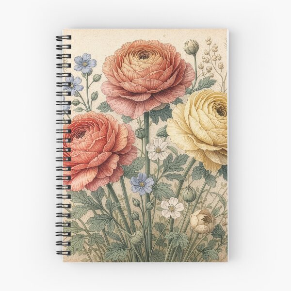 Artikelvorschau, Botanische Illustration eines Ranunkels im Vintage-Stil entworfen und verkauft von Rutvain.
