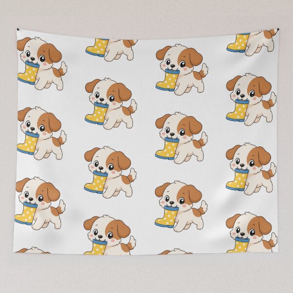 Artikelvorschau, Cute Puppy Holding Rain Boot Cartoon Dog Design entworfen und verkauft von Seculinator.