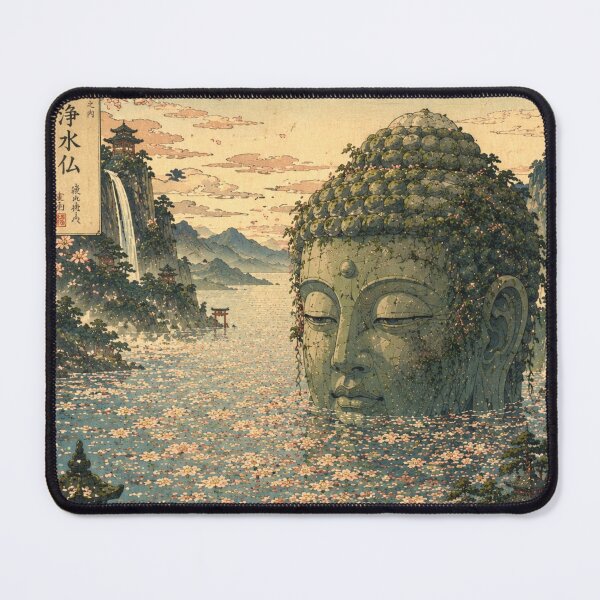 Item preview, The Blooming Buddha Lake – Japanese Fantasy Ukiyo-e Wall Art designed and sold by Substance_life.