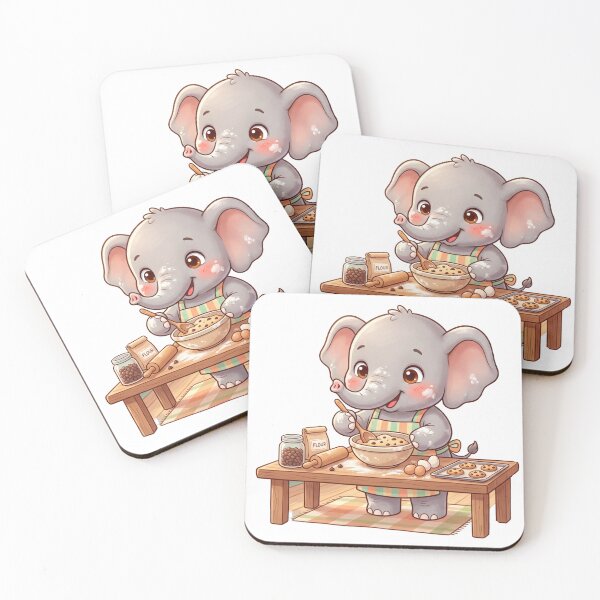 Item preview, A Charming Elephant Baking Cookies - Pastel-colored sticker designed and sold by DigitfanStudio.