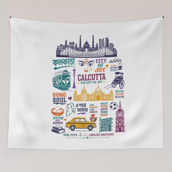 Artikelvorschau, Vintage Kolkata Indien Vintage Stadt der Freude Grafik-T-Shirt | Heritage Kolkata Streetwear | Kolkata Skyline Reise-Merch Ver. 7 entworfen und verkauft von mndesignworx.